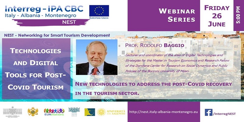 First webinar of the NEST 'Technologies and Digital Tools for Post-Covid Tourism' series